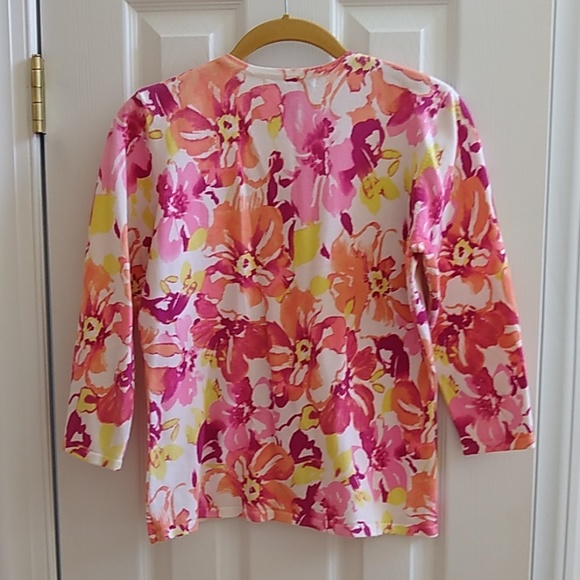 BEAUTIFUL floral cotton cardigan 3/4 sleeve - Picture 2 of 2